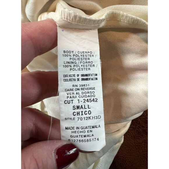 Vintage My Michelle Small Crochet Top Lined Chevron Dress Tie back Boho Y2K 90s - Picture 4 of 10